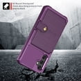 thumbnail image 7 of Slim Hard PC Case Compatible with Samsung Galaxy S25 Plus, PU Leather Card Holder Back Case Kickstand Shock-absorbing Car Magnetic Case Cover Designed for Samsung Galaxy S25 Plus, Purple, 7 of 7