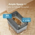 thumbnail image 3 of Stainless Steel Litter Box, 14 Inch Cat Litter Box, Metal Litter Pan with Lid, Extra Large Litter Box with Scoop, Dark Gray, 3 of 7