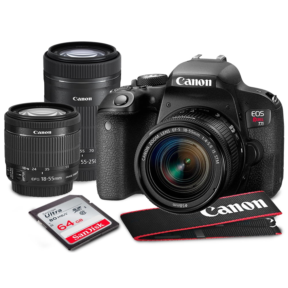 Canon EOS Rebel T7i DSLR Camera with EFS 1855mm f/3.55.6 and 55