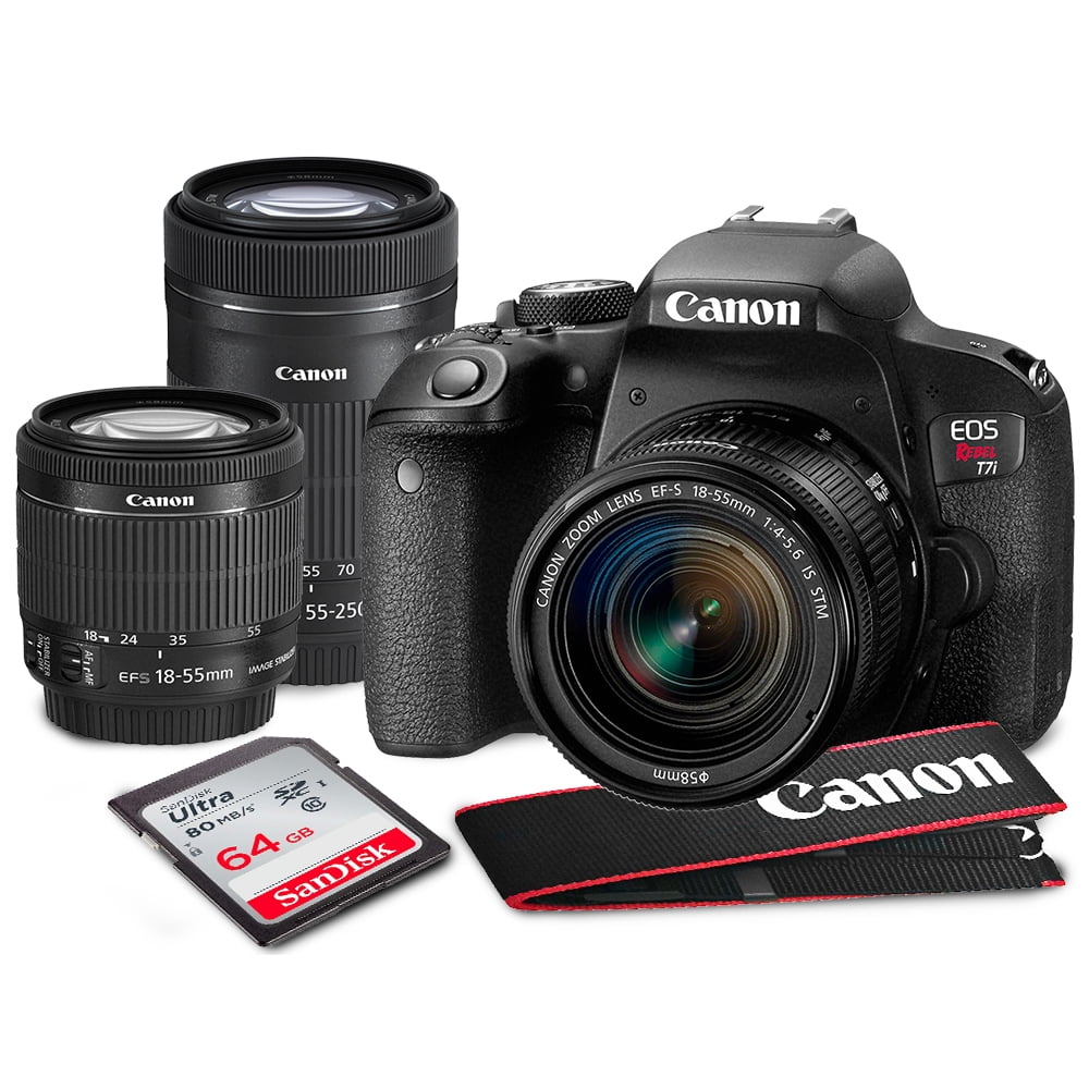 Canon Eos Rebel T7i Dslr Camera With Ef S 18 55mm F35 56 And 55 250mm F4 56 Is Stm Lens Kit 3921