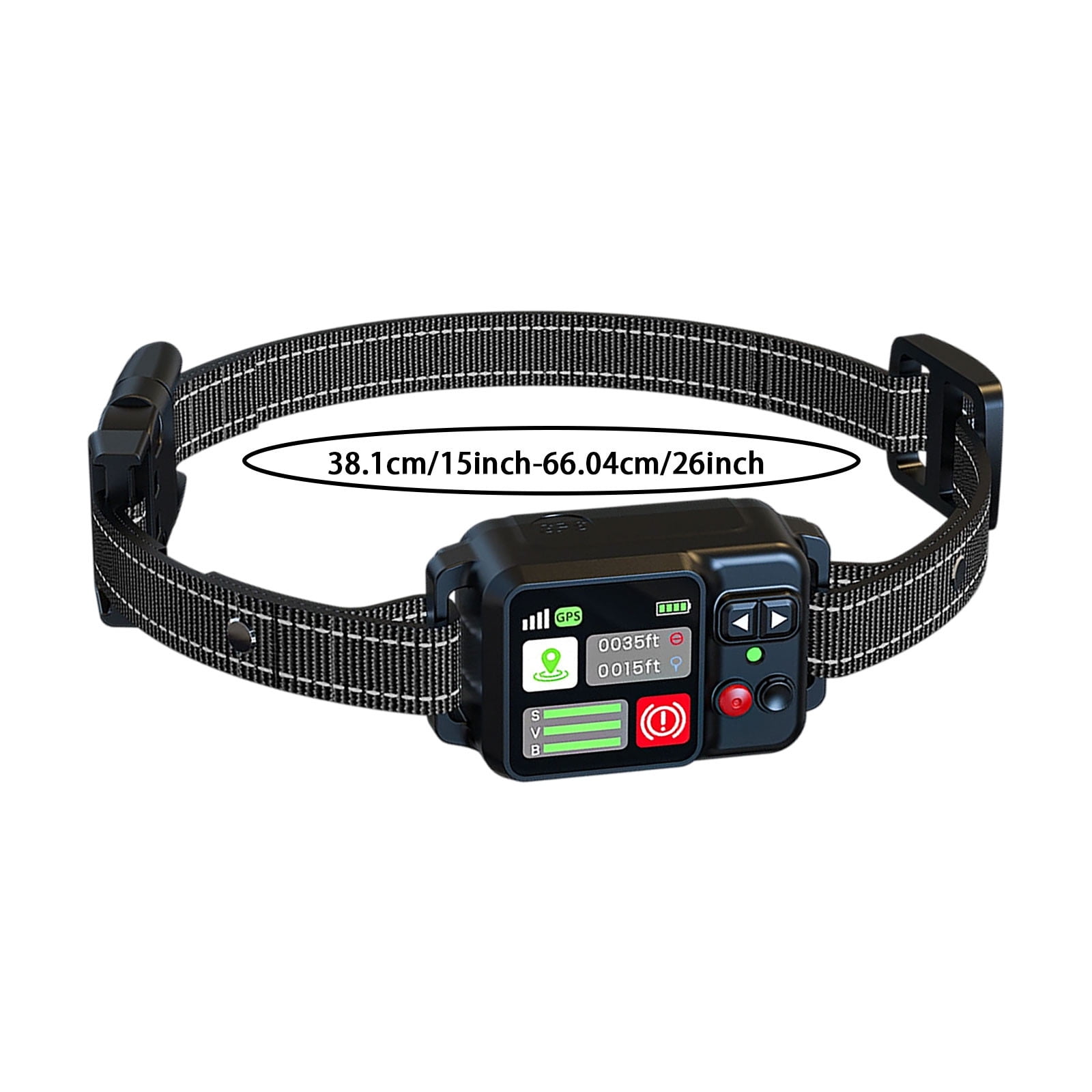 GPS Dog Fence Collar, Wireless Pet Boundary System, Rechargeable GPS Tracking Collar for Dogs & Cats, 15"-26" Adjustable Nylon Strap-Black