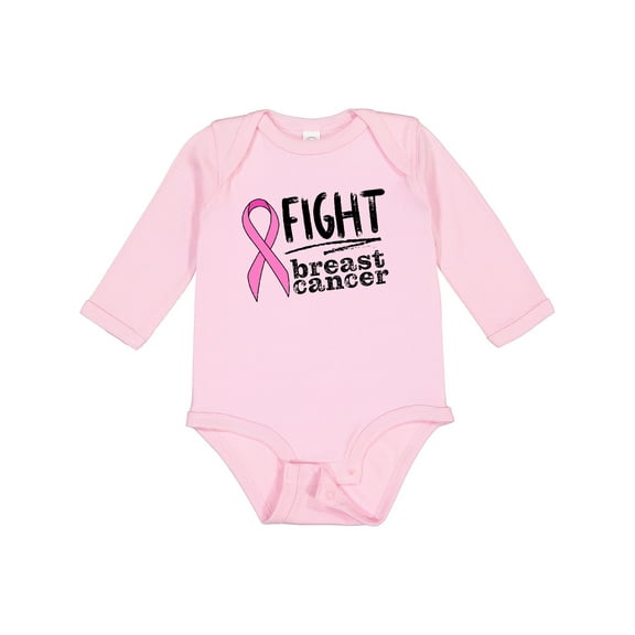 Inktastic Fight Breast Cancer Pink Ribbon Boys or Girls Long Sleeve Baby Bodysuit