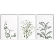 wall26 Framed Wall Art Print Set Pastel Forest and Jungle Plant Close Ups Nature Plants Digital Art Modern Art Rustic Landscape Relax/Calm for Living Room, Bedroom, Office Natural - 24"x36"