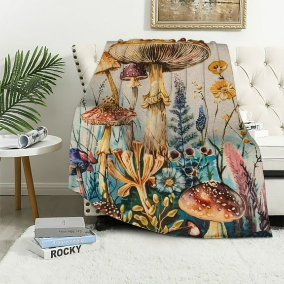 Shiartex Mushroom Blanket | Mushroom Flannel Blanket | Mushroom Decor | Mushroom Gifts Women | Colorful Throw Blanket | Cottagecore Decor | Cute Mushroom Stuff | Earthy Decor 40x50in