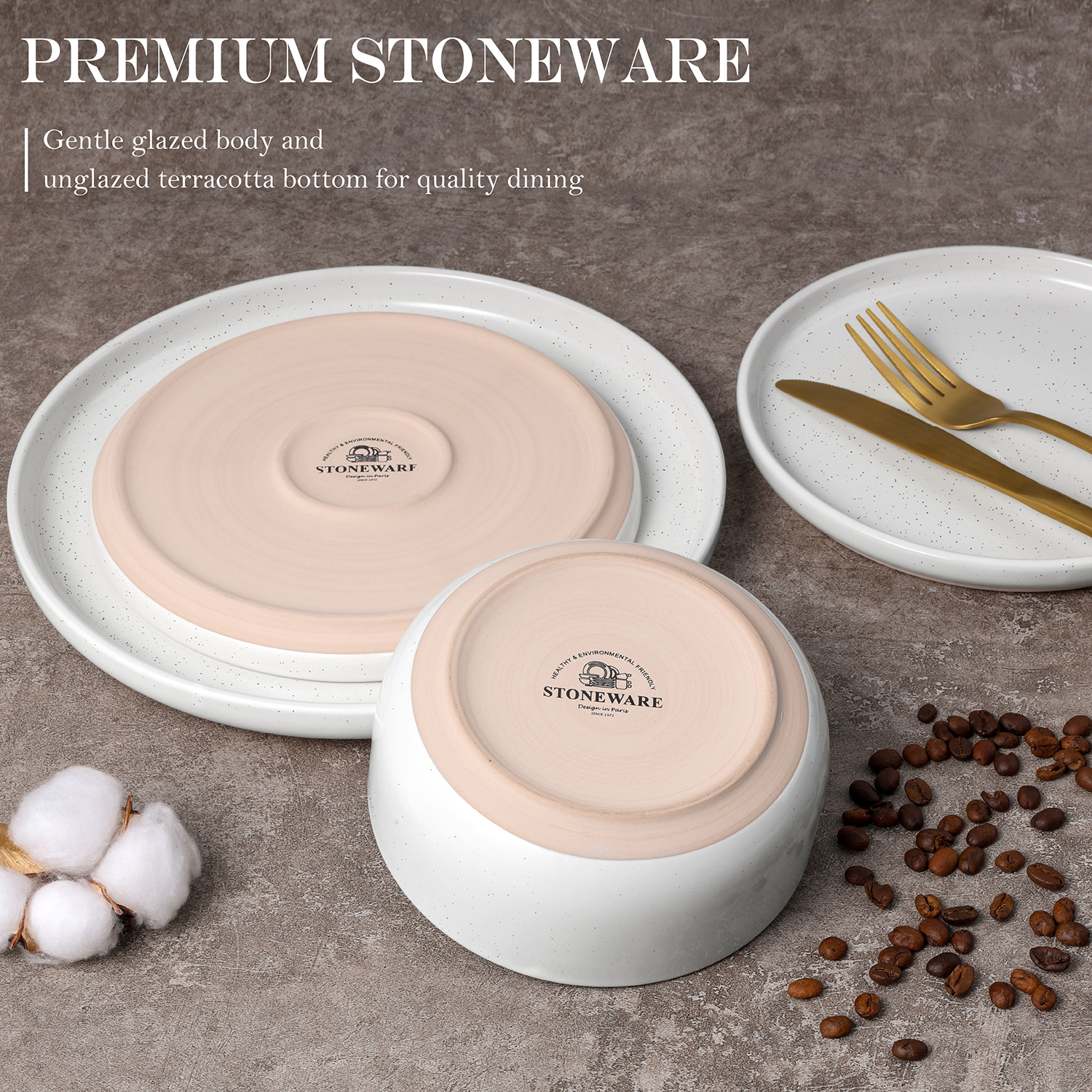 Vesteel 12-Piece Speckled Stoneware Dinnerware Set for 4 photo 3