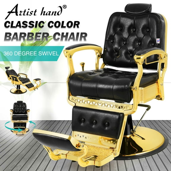 Vintage All Purpose Hydraulic Barber Chair Heavy Duty Salon Spa Beauty Hair Styling Equipment(Black Gold)