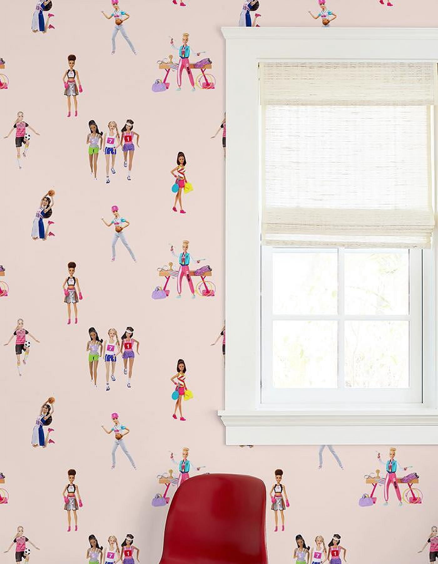 Barbie the Athlete Removable Vinyl Wallpaper, Peach