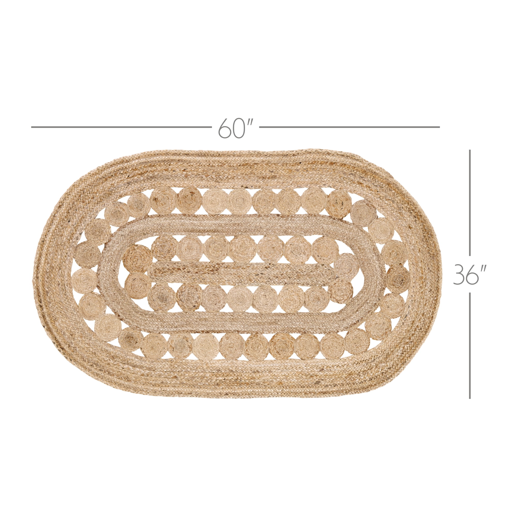 VHC Brands Celeste Oval Jute Rug for Kitchen Living Room Indoor Outdoor Farmhouse Decor Braided Natural Fiber Boho Rugs 36x60"
