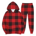 thumbnail image 3 of Hearthz Sweatsuits for Men 2 Piece Tracksuit Plaid Fleece Hoodie Baggy Jogger Sweatpants Set Winter Men's Sweatsuits, 3 of 6