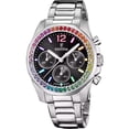 thumbnail image 1 of Festina Reloj F20606-3 para Mujer con Cronógrafo Arcoíris, Detalles de Cristal, Acero Inoxidable, Esfera Negra, Cuarzo, 100 M, 1 of 3