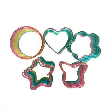 Funny Creative Magical Folding Toys Plastic Rainbow Circle Slinky Spring Coil for Children Early Development Educational ShapedSequins 5PCS