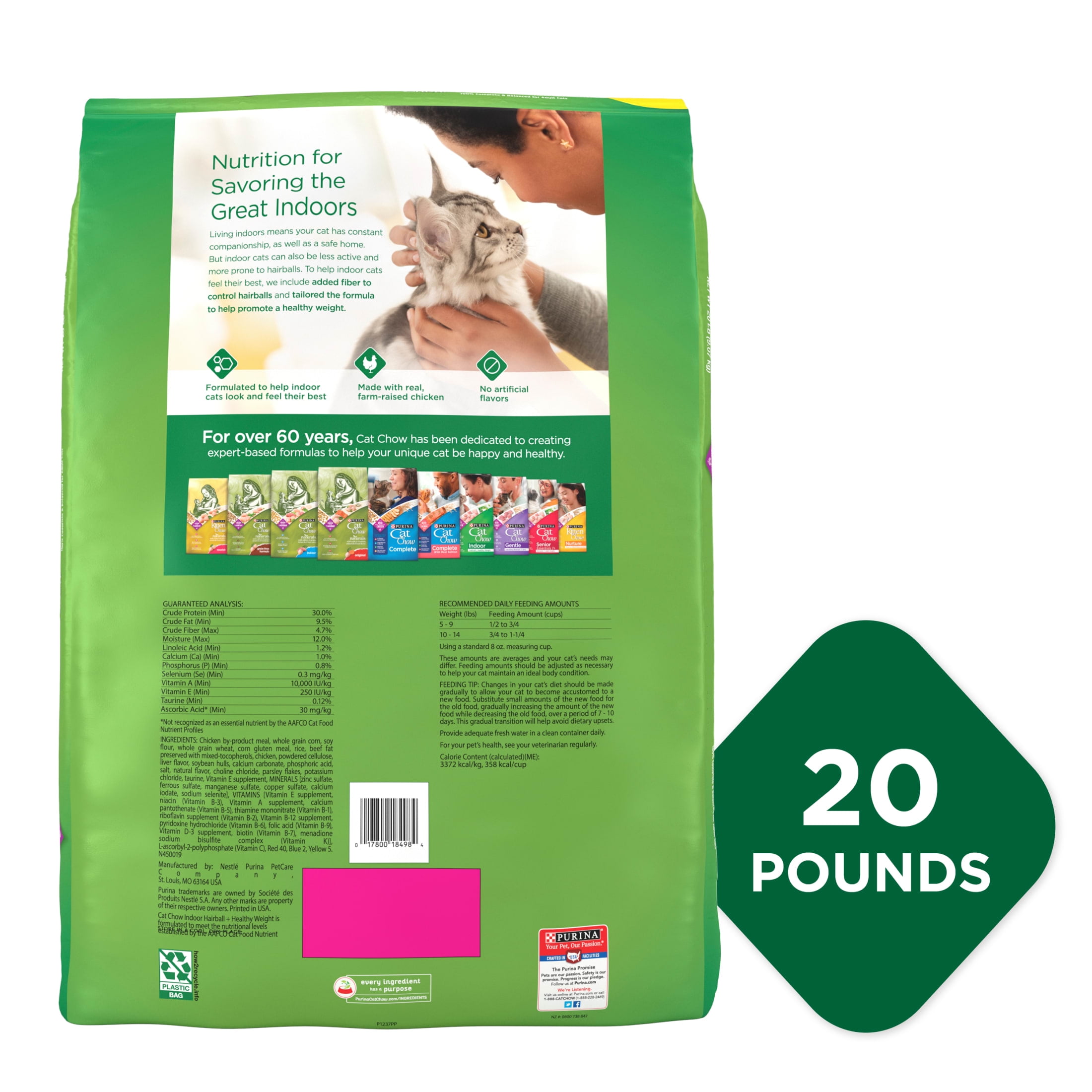 Purina Cat Chow Indoor Dry Cat Food High Fiber Hairball Control Healthy Weight 6.3 lb Bag Walmart