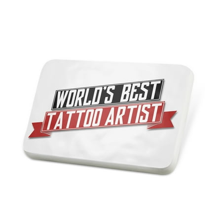 Porcelein Pin Worlds Best Tattoo Artist Lapel Badge –