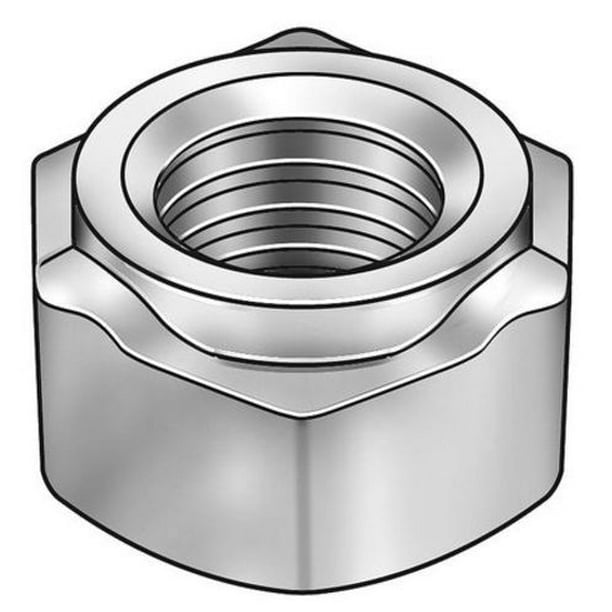 1/4"20 Steel Hex Weld Nut with Projections, 50 pk.