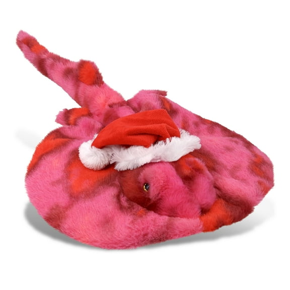 DolliBu Santa Plush Pink Tie-Dye Stingray Stuffed Animal Plush Toy - Super Soft Sea Animal Dress Up with Red Santa Claus Hat, Cute Ocean Life Stingray Gift, Perfect Holiday Christmas Gift - 20 Inches