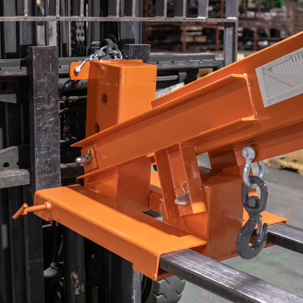 Titan Attachments Fork Mounted Jib Boom Crane: 6,000 lb Max Load Capacity, 138 in Max Length