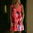thumbnail image 5 of QUNYINEY A Line Sun Dresses for Women 2026 Beach Tie Dye Sleeveless Mini Tank Dress Vacation Casual Loose Fit V Neck with Pockets Dresses, 5 of 7