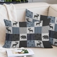 thumbnail image 2 of Blue Cabin Check King Pillow Covers, Rustic Bear Elk Farmhouse Buffalo Plaid Soft Throw Pillow Cases with Invisible Zipper, Decorative Pillowcase Pillows Protectors for Sofa Bed Couch 20"x36", 2 of 9
