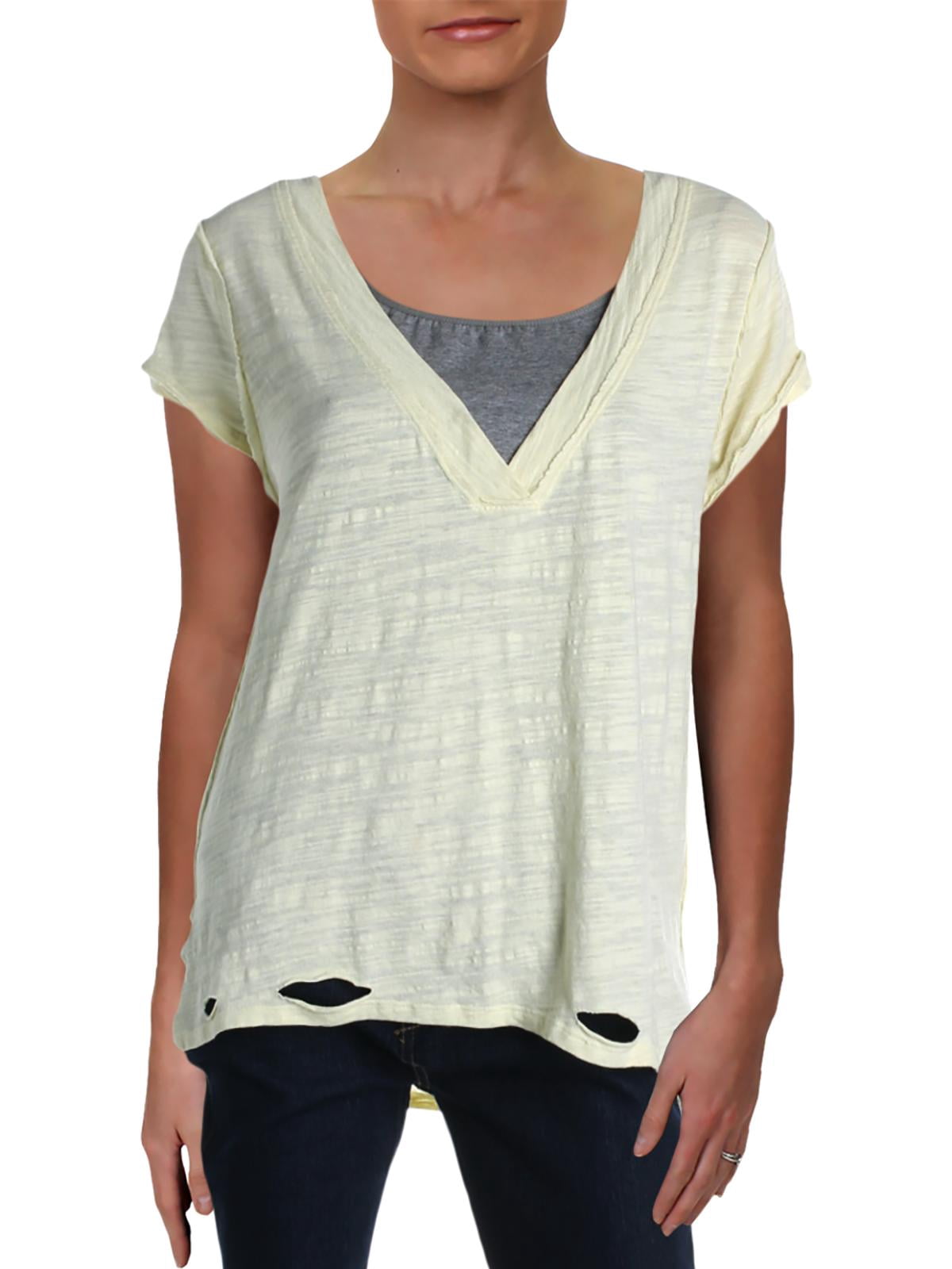 Womens Sundance Distressed V-Neck 