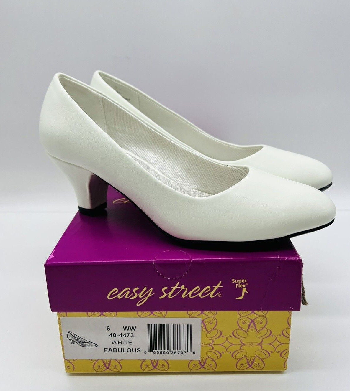 Easy Street Women's Fabulous Classic Pumps- White, Size US 6WW ...