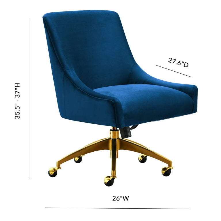 TOV Furniture Beatrix Navy Velvet Swivel Office Chair with Gold