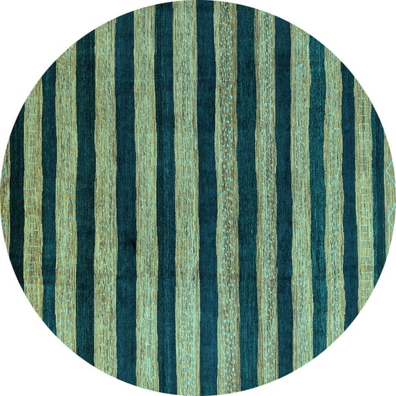 Ahgly Company Indoor Round Oriental Light Blue Modern Area Rugs, 5' Round