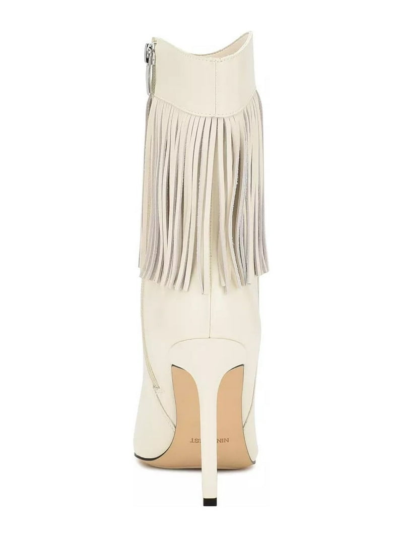 Nine West Tries3 Ivory Leather Fashion Pointed Toe Womens Dress Ankle Booties (Chic Cream, 10)