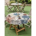 thumbnail image 3 of Outdoor Tablecloth with Umbrella Hole and Zipper, Blue Coastal Round Table Cloth 60 Inch Waterproof Tablecloth, Summer Beach Coral Shell Starfish Vintage Picnic Table Cover for Patio Camping, 3 of 7