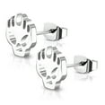 thumbnail image 1 of Stainless Steel Ghost Rider Flaming Skull Cut-Out Button Stud Post Earrings, 1 of 2
