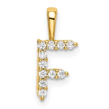 Diamond2Deal 14K Yellow Gold 1/8 carat Lab Grown Diamond VS/SI+ G+ Complete Letter F Initial Pendant