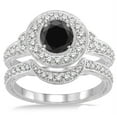 thumbnail image 2 of 1.5 Carat Black Diamond Moissanite Antique Halo Bridal Set Engagement Ring On 10K White Gold, Promise Ring, Anniversary Ring, 2 of 3