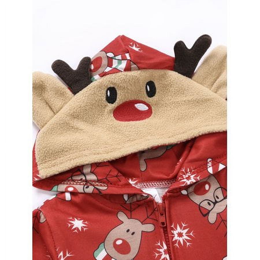 Sinhoon Christmas Family Matching Hoodie Pajamas Reindeer One Piece Jumpsuit Zipper Pjs for Adult Kids Baby