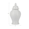 thumbnail image 3 of Architectural Ceramic Jar for Living Room Decor - Modern Home Decor Accents with Ribbed Texture - Decorative Flower Vase for Room, Bedroom, House, Office, and Table Interior Styling - 18", White, 3 of 12