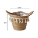 thumbnail image 3 of Cesta de algas marinas con asas para decoración del hogar, habitación y pared, cesta tejida para almacenamiento, 17 cm de diámetro x 16 cm de alto., 3 of 5