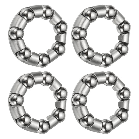 Uxcell Bike Ball Bearings, Bicycle Crank Bearing Retainer Stainless Steel Caged Wheel #2-Fitting for (MTB Bike Crank-Bottom Bracket-Frame Bearing) 1/4" x 7 Balls & 4 Pack & Silver