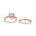 thumbnail image 3 of Rose Tone, Simulated Cubic Zirconia Size-6 Two Piece Halo Ring Band Bridal Set Princess Cut 925 Sterling Silver, 3 of 7