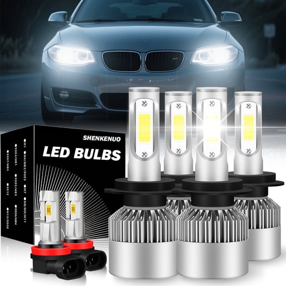 For BMW 128i 135i 2008-2013 Combo 6x LED Headlight   Fog Light Bulbs 6000K White