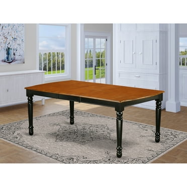 East West Furniture Dover Wood Butterfly Leaf Dining Table in Black/Cherry