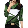 thumbnail image 1 of WEAIXIMIUNG T-Shirts Graphiques Femmes Chats Ou Chiens Mode Décontractée Col Rond Imprimé Géométrique Color Block Col en V Rétréci Manches Longues T-Shirt Manches Longues, 1 of 5