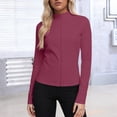 thumbnail image 2 of Yeaiivve Women Slim Fit Workout Jackets Full Zip Long Sleeve Hiking Shirts Running Athletic Yoga Tops Lightweight SPF Zip Up Outdoor Jacket Wine,M, 2 of 7