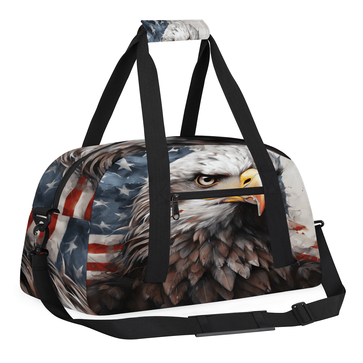 Herdesigns America Eagles Sports Duffle Bag for Women & Men, American Flag Gym Bag Dance Bag Overnight Bag Carry On Weekender Travel Bag