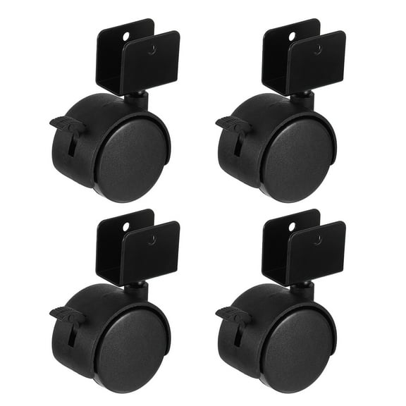 Uxcell 1.9" Swivel Caster Wheels with 0.8" U Bracket, 4 Pack Mute Moving Swivel Wheel Replacement with Brake