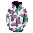 thumbnail image 1 of Sudadera con capucha y cremallera de gran tamaño para hombre, ropa de calle Harajuku de manga larga con estampado 3D de mariposas y dibujos animados de moda para otoño y primavera, 1 of 6