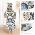 thumbnail image 3 of FORMRS Wearable Blanket Hoodie with Sleeves for Kids Cozy Flannel Sweatshirt, Blue Floral, 3 of 7