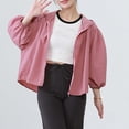thumbnail image 3 of TGSLY Women's Hooded Jacket Lightweight Zip-Up Solid Color Fall Hoodies Relaxed Casual Puff 3/4 Sleeve Outdoor Hooded Coat with Elastic Cuffs XL, 3 of 9