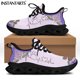 thumbnail image 1 of Zapatillas deportivas ligeras con plataforma y cordones para mujer, con estampado de huella de perro y latidos bohemios, de malla, 1 of 6