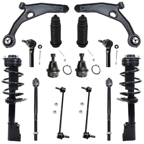Detroit Axle - Front 14pc Suspension Kit for 2009-2015 Dodge Journey, 2 Struts 2 Control Arms 2 Ball Joints 2 Sway Bars 4 Tie Rods 2 Boots 2010 2011 2012 2013 2014 Replacement