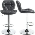 thumbnail image 2 of Topeakmart 2pcs Adjustable PU Leather Swivel Bar Stools with Backrest, Gray, 2 of 11