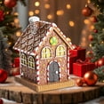 thumbnail image 5 of BinKFF 4.7 Inch Lighted Brown & White Gingerbread House - Decorative Elegant Light Up Faux Candy Christmas Village House Tabletop Decoration w/Timer Xmas Home Decor, 5 of 9