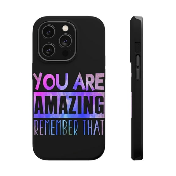 DistinctInk Tough Case for Apple iPhone 15 PRO (6.1" Screen), Compatible with MagSafe Charging - Amazing Remember That